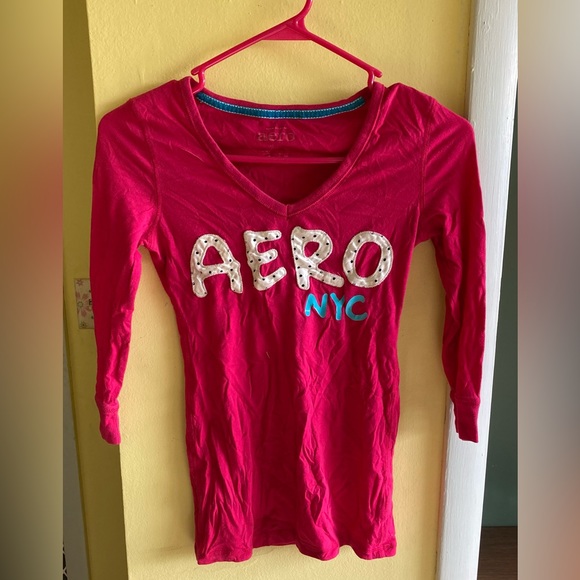 2 Aeropostale Shirts Long Sleeve & 3/4 Sleeve Size Small - Picture 2 of 4